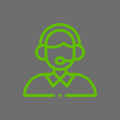 a simple logo of a person with a headset